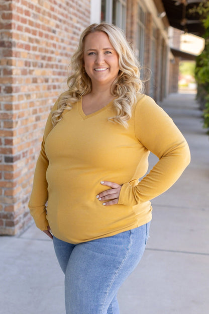 Leah Long Sleeve Top - Mustard | Women's Casual Top