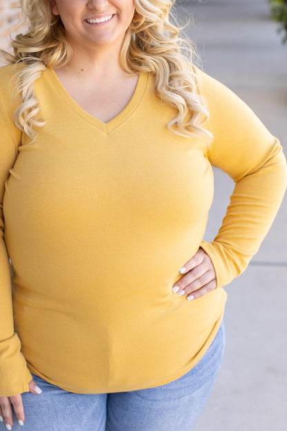 Leah Long Sleeve Top - Mustard | Women's Casual Top