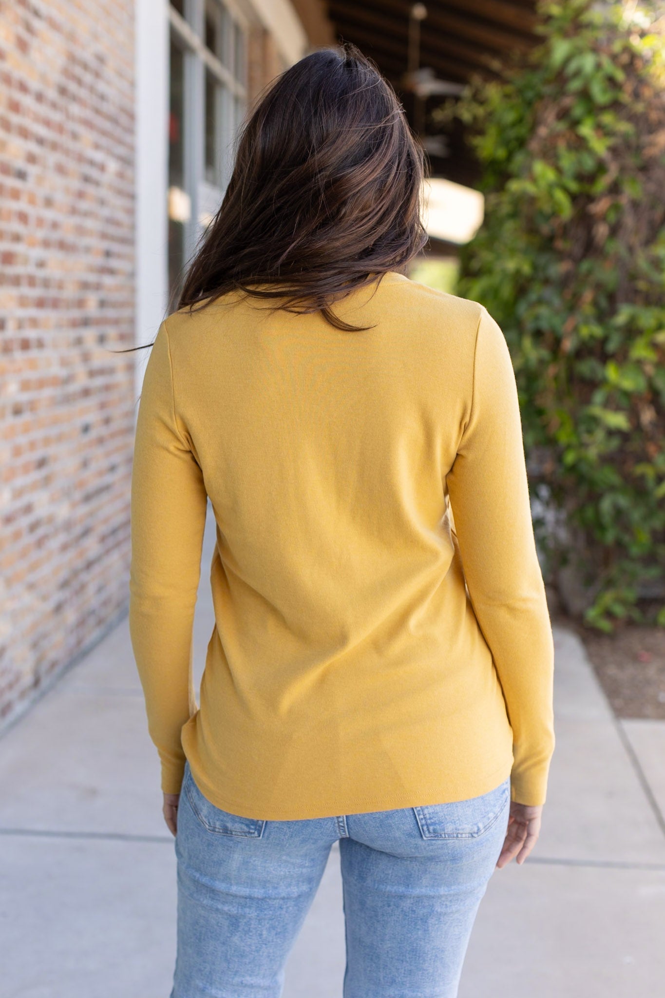 Leah Long Sleeve Top - Mustard | Women's Casual Top