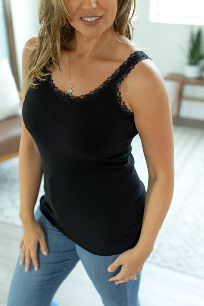 Lexi Lace Tank - Black | Women's Tank Top