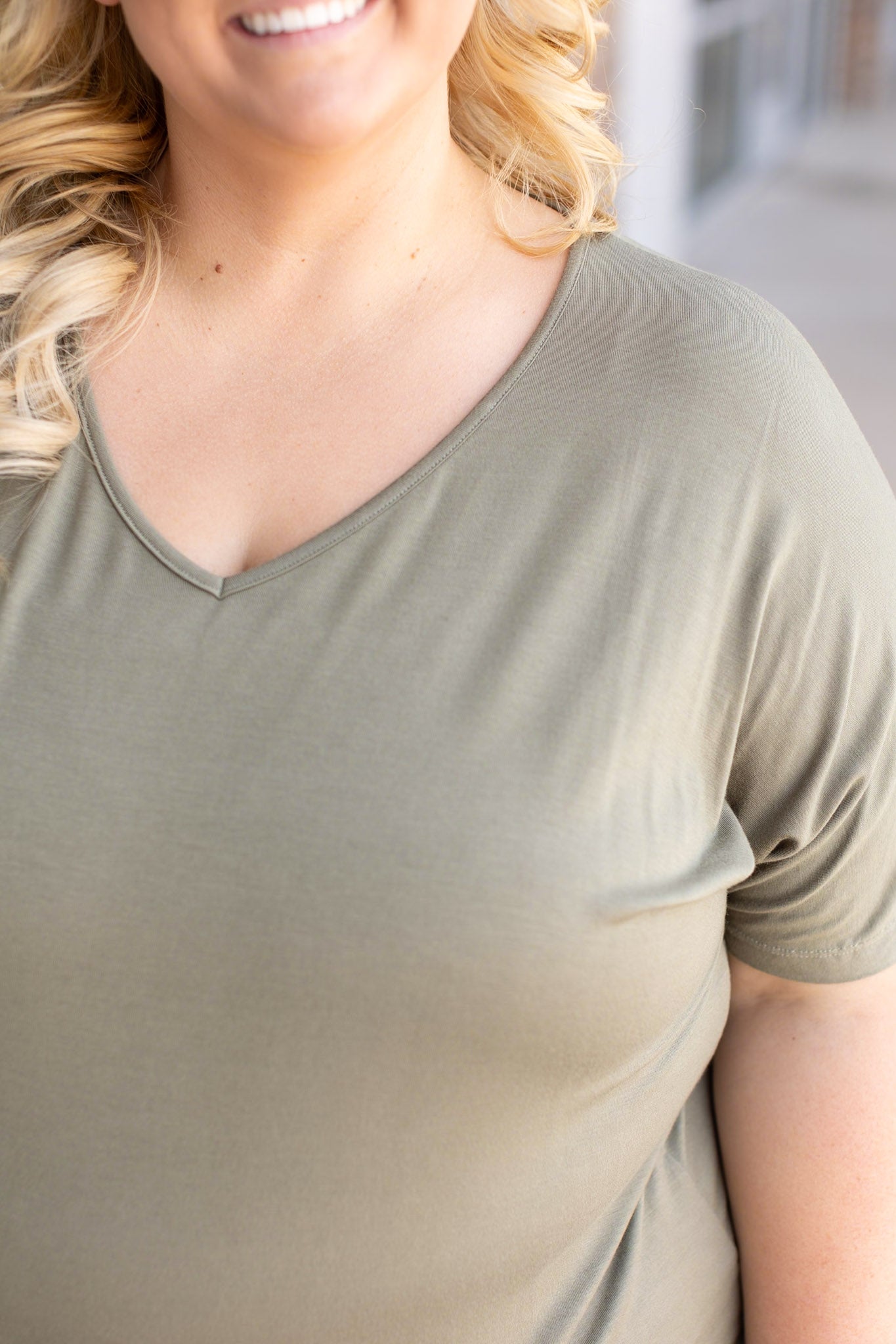 Chloe Cozy Tee - Olive | Women's V-Neck Top