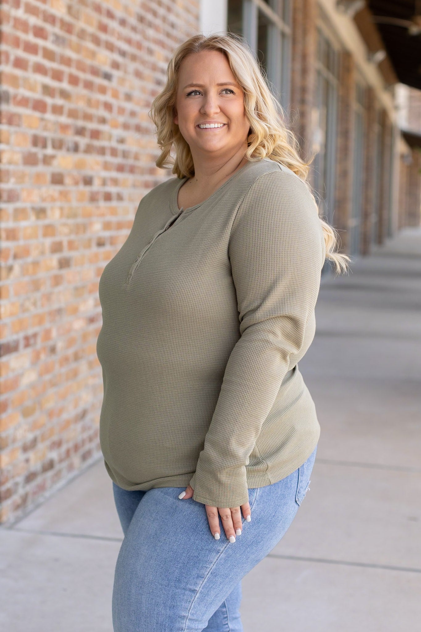 Harper Long Sleeve Henley - Olive | Women's Cozy Shirt