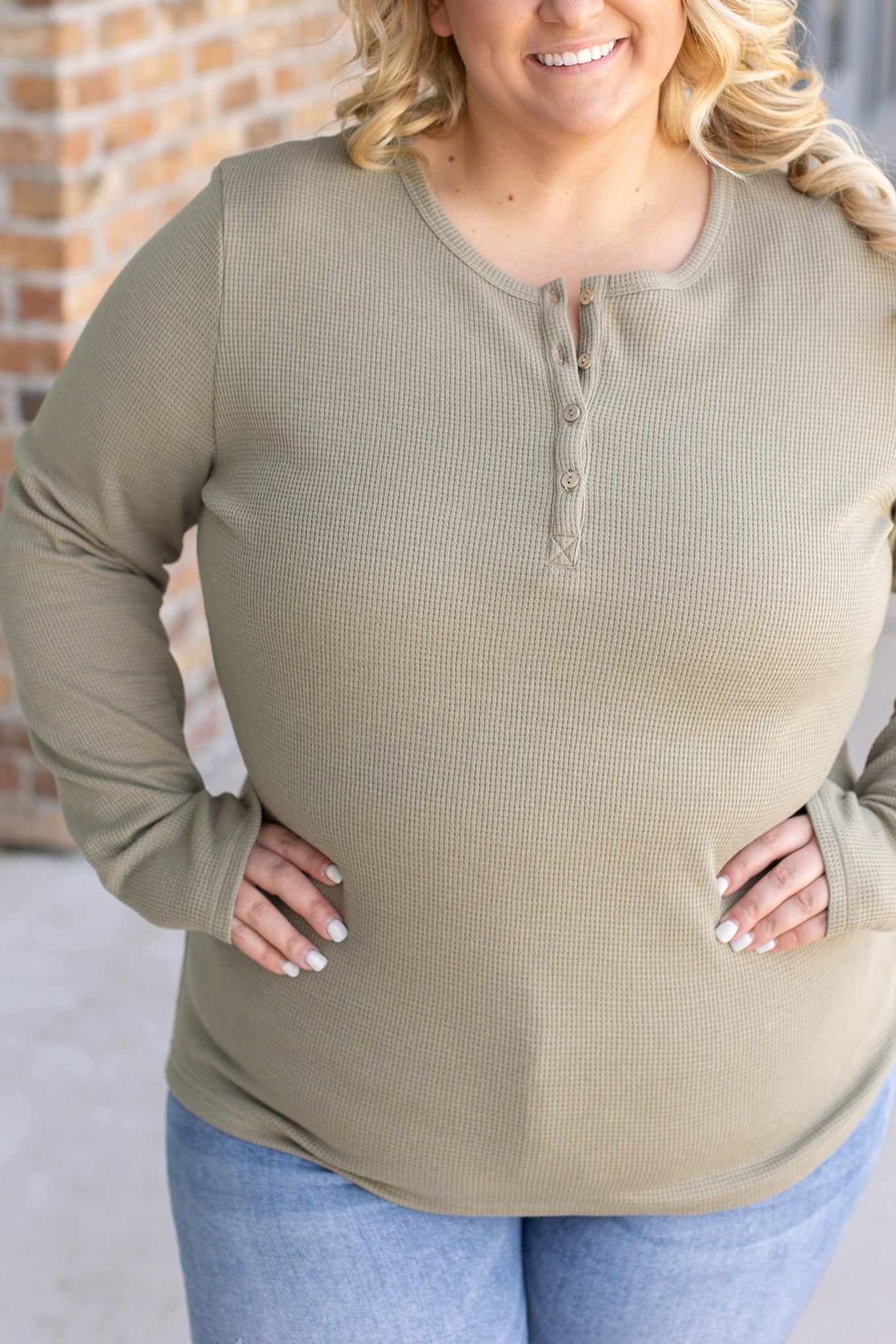 Harper Long Sleeve Henley - Olive | Women's Cozy Shirt