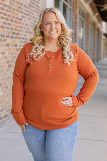 Harper Long Sleeve Henley - Pumpkin | Women's Cozy Shirt