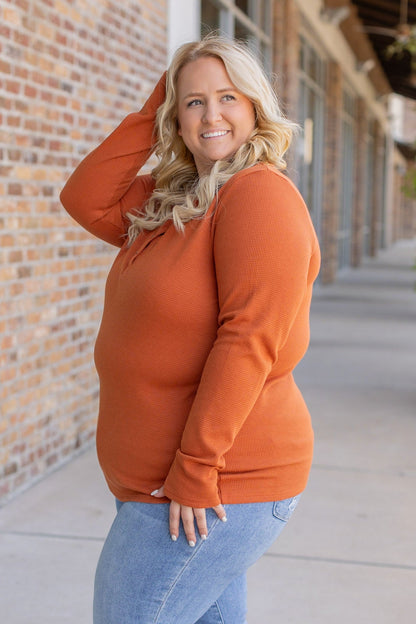 Harper Long Sleeve Henley - Pumpkin | Women's Cozy Shirt