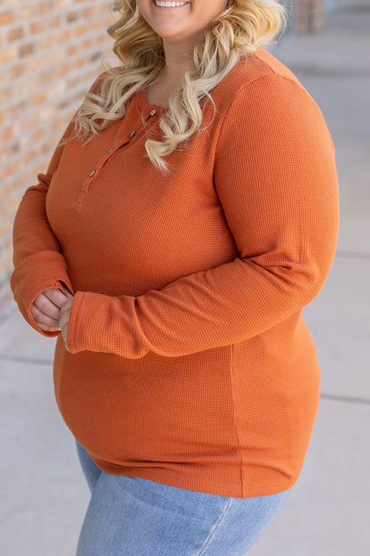 Harper Long Sleeve Henley - Pumpkin | Women's Cozy Shirt