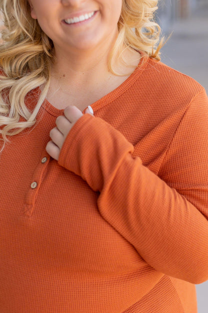 Harper Long Sleeve Henley - Pumpkin | Women's Cozy Shirt