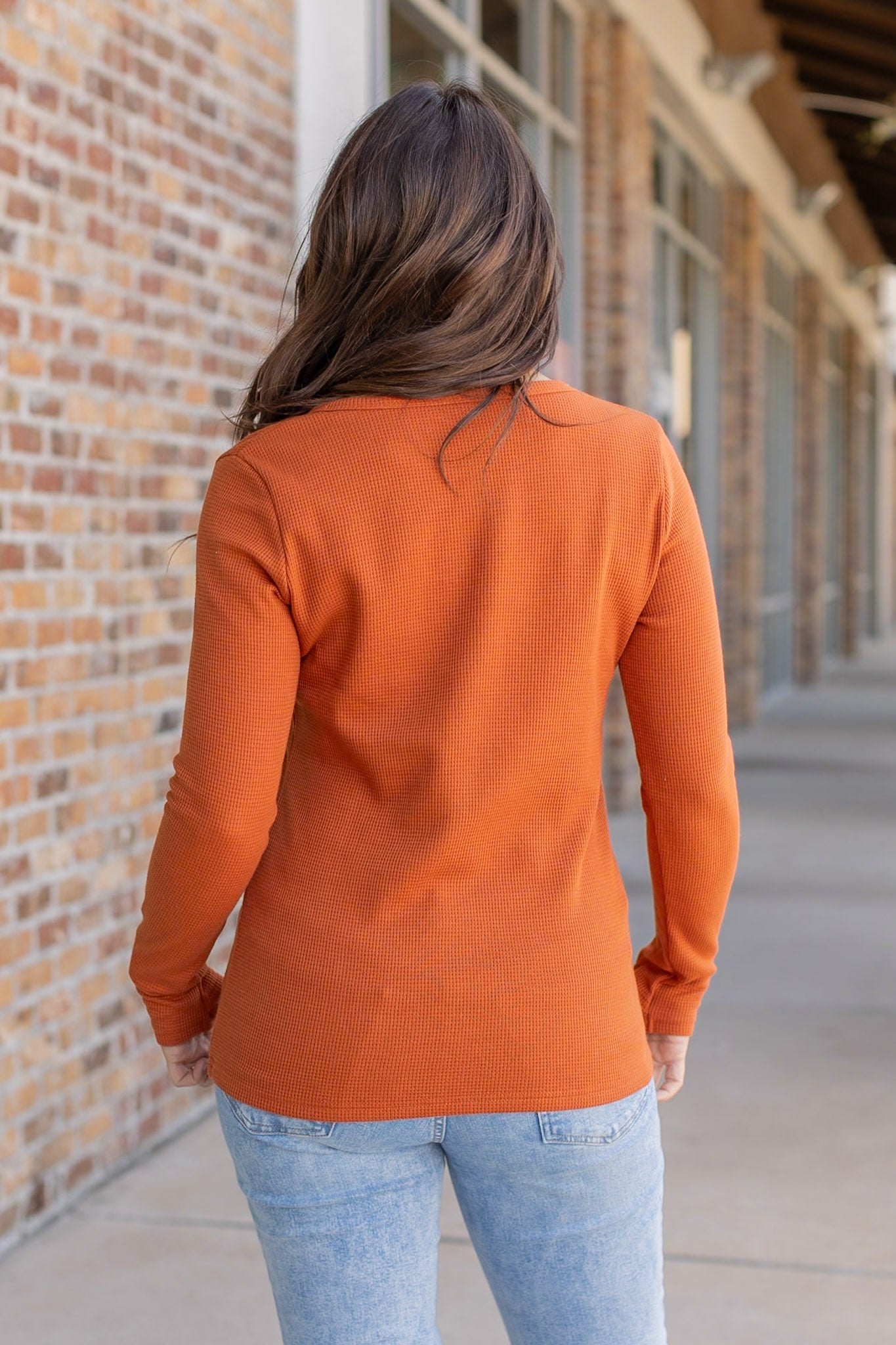 Harper Long Sleeve Henley - Pumpkin | Women's Cozy Shirt