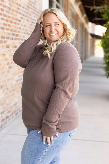 Harper Long Sleeve Henley - Mocha | Women's Cozy Shirt