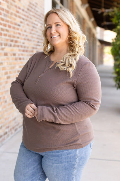 Harper Long Sleeve Henley - Mocha | Women's Cozy Shirt