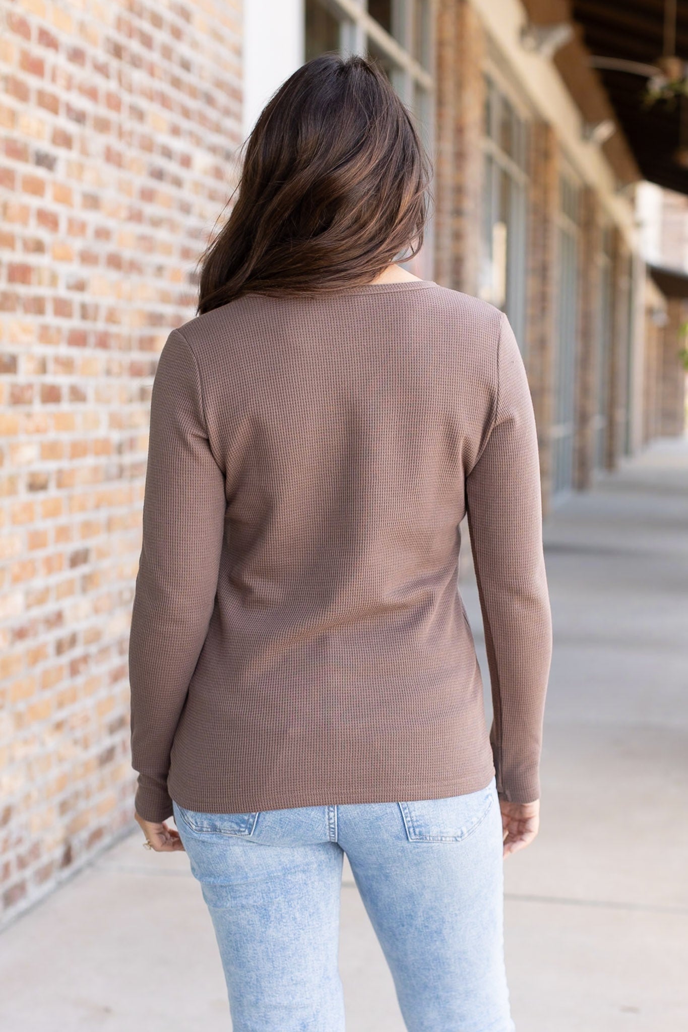 Harper Long Sleeve Henley - Mocha | Women's Cozy Shirt