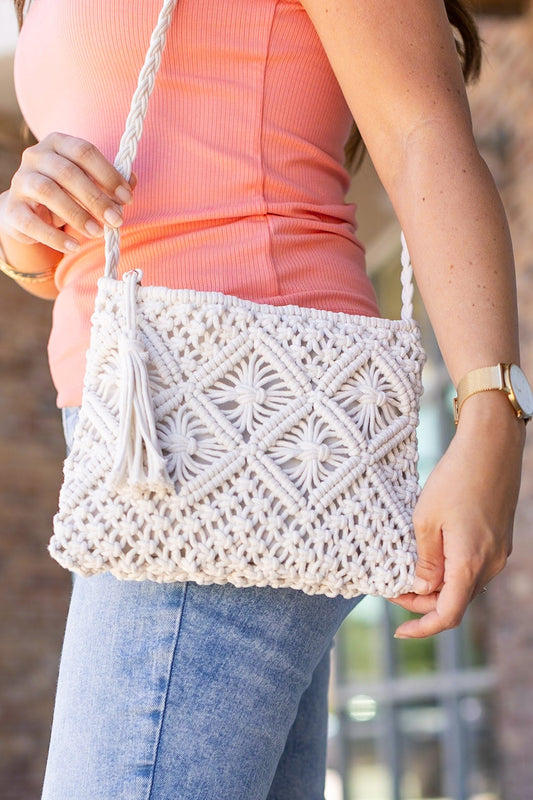 Crochet Zipper Bag - Cream