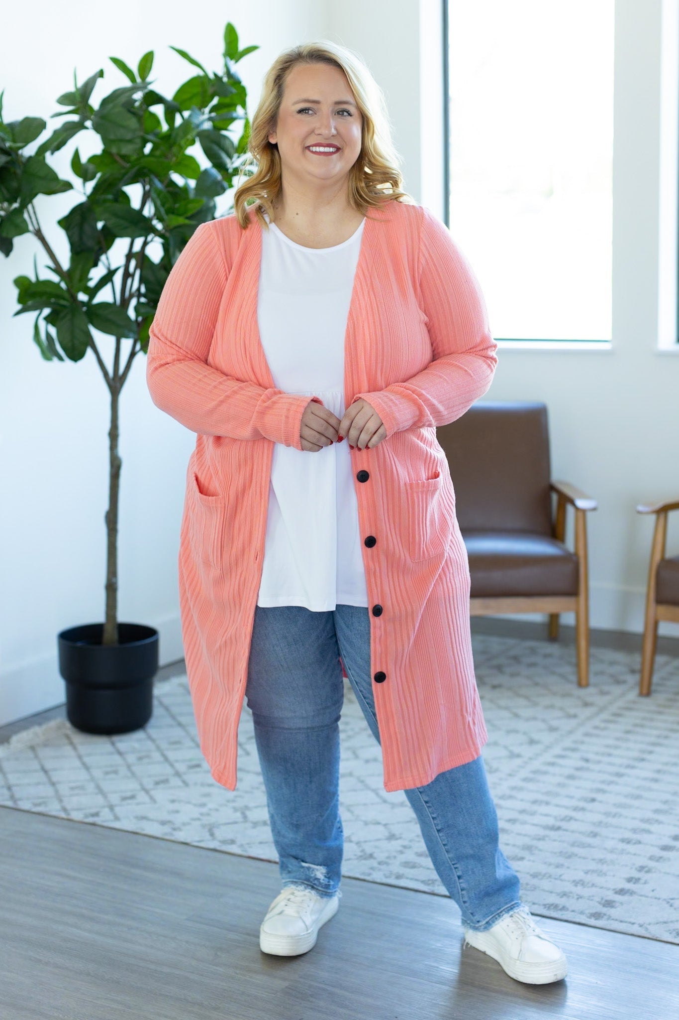 IN STOCK Knit Colbie Cardigan - Coral FINAL SALE