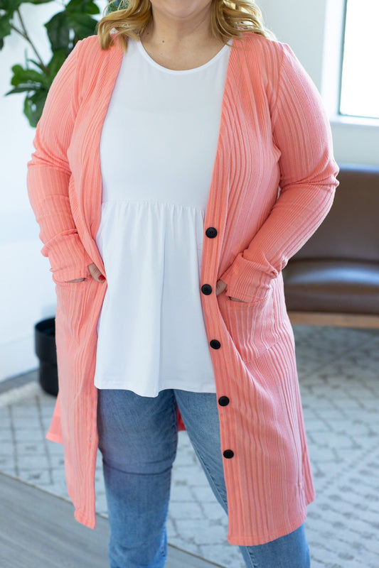 Knit Colbie Cardigan - Coral