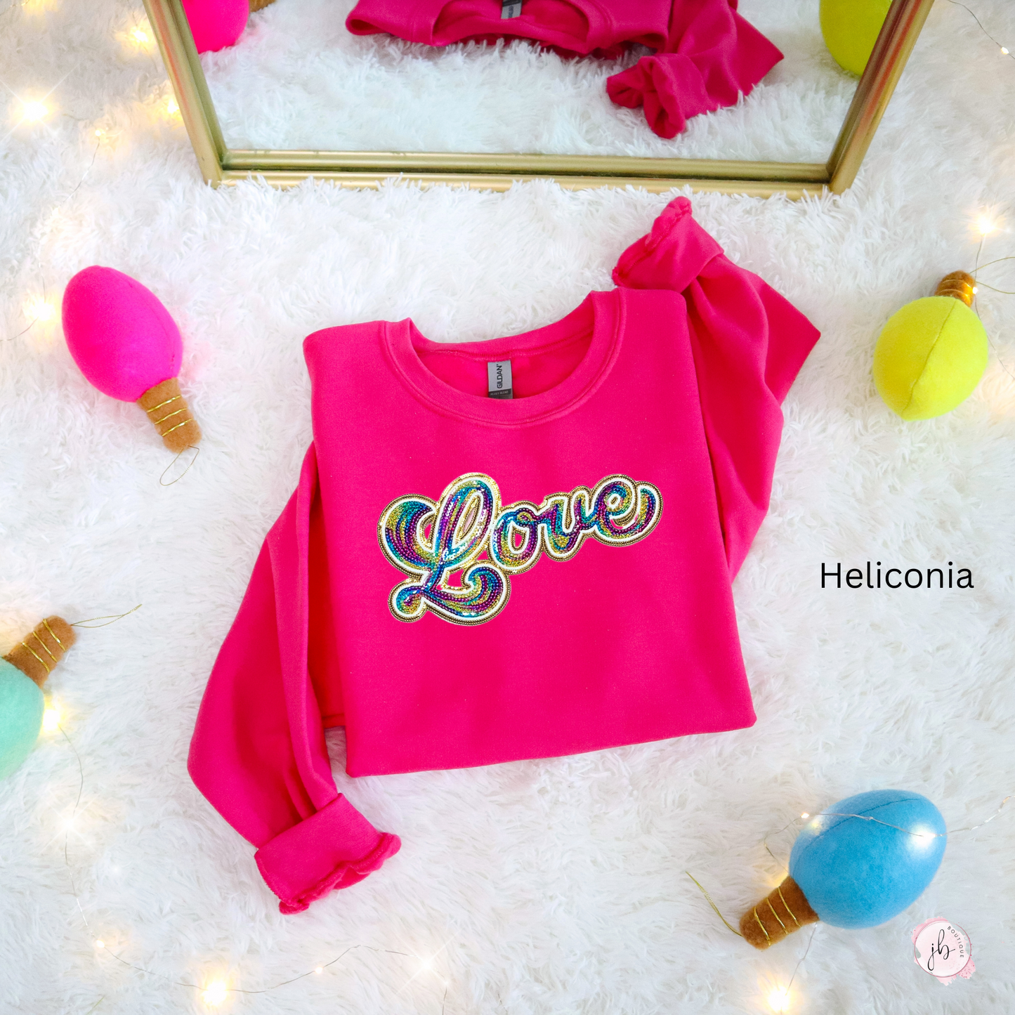 RAINBOW LOVE Sequin Patch SWEATSHIRT