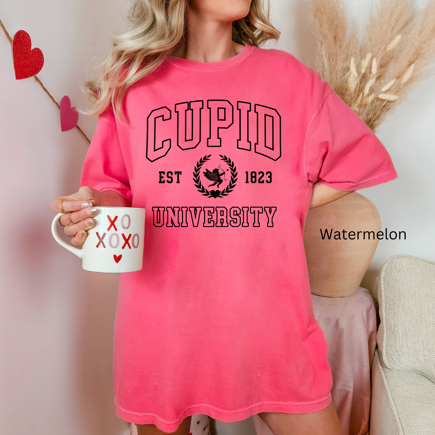 Cupid University Black lettering Tee