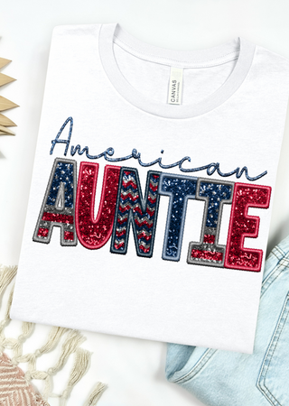 American Mom, Gram, Auntie Bella Canvas T-Shirt