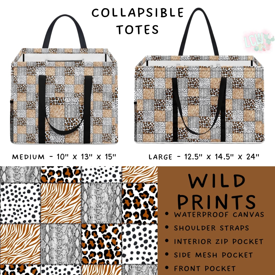 Batch #267 - Collapsible Totes - Closes 1/6 - ETA mid March - Wild Prints Collapsible Tote