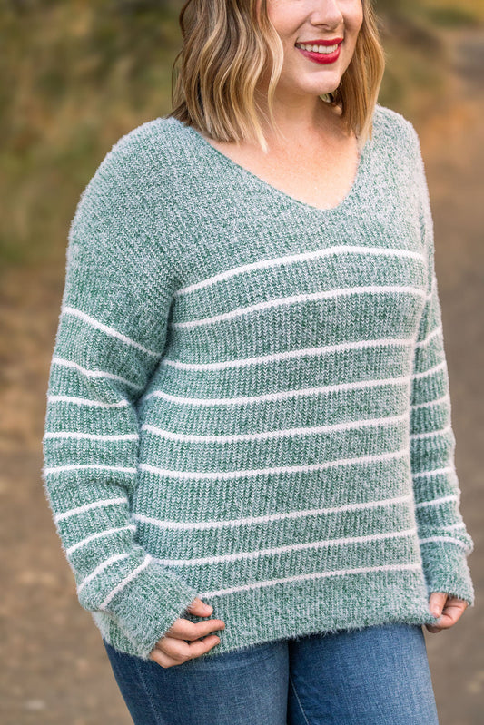 Cozy Striped Sweater - Green