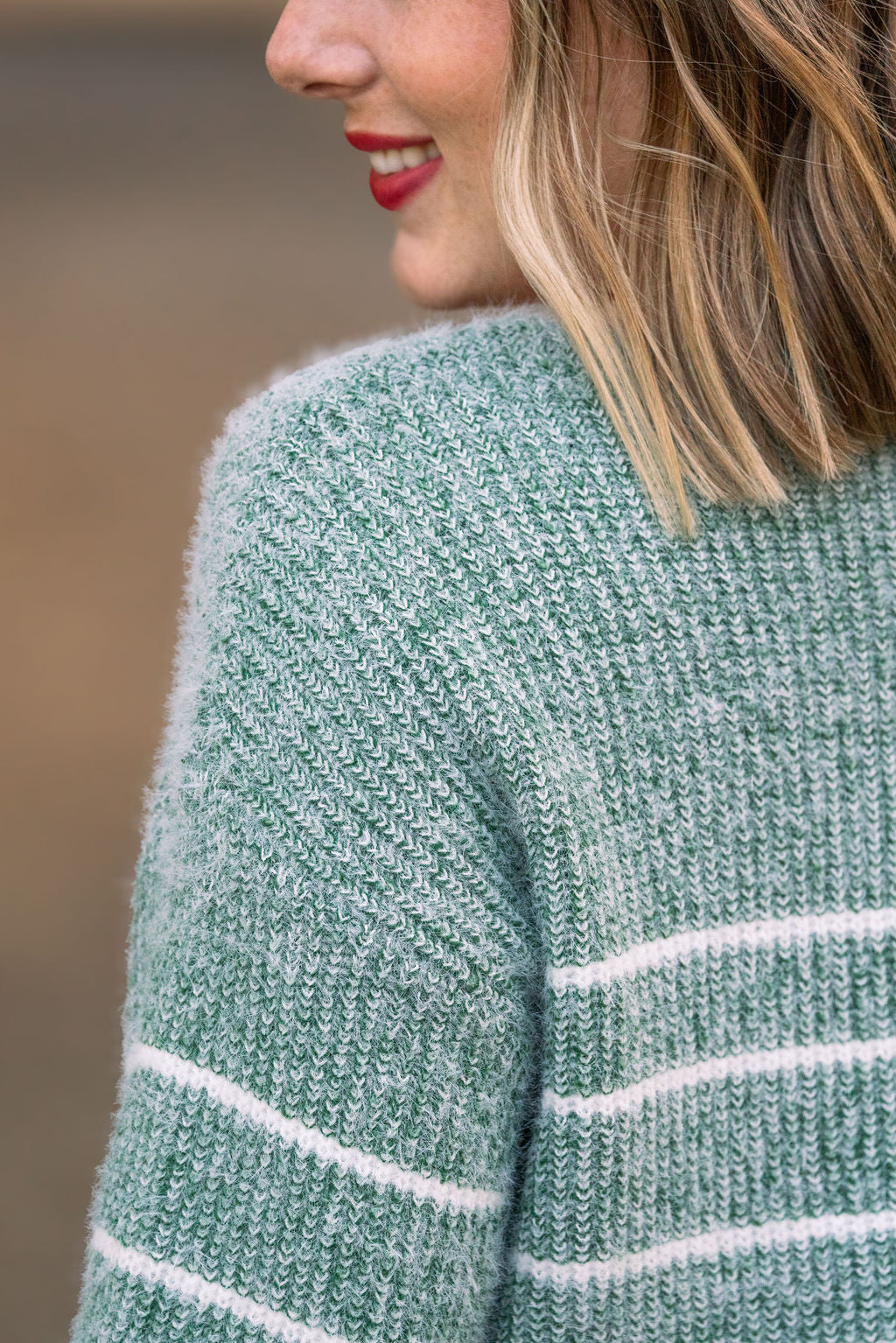 Cozy Striped Sweater - Green