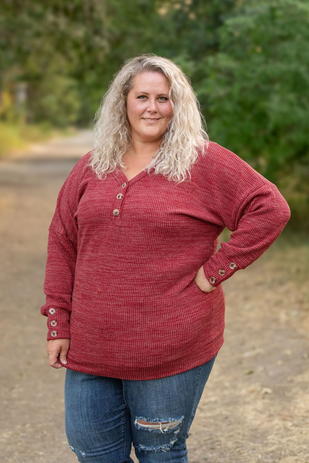 Brittney Button Sweater - Berry | Women's Long Sleeve