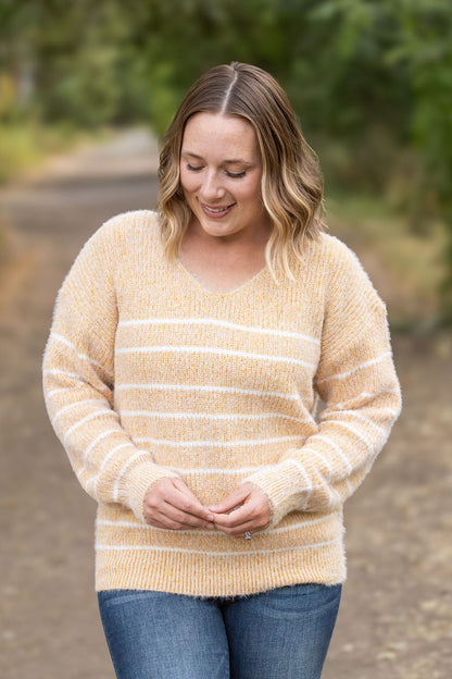 Cozy Striped Sweater - Mustard