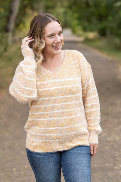 Cozy Striped Sweater - Mustard