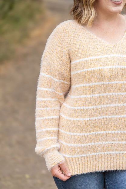 Cozy Striped Sweater - Mustard