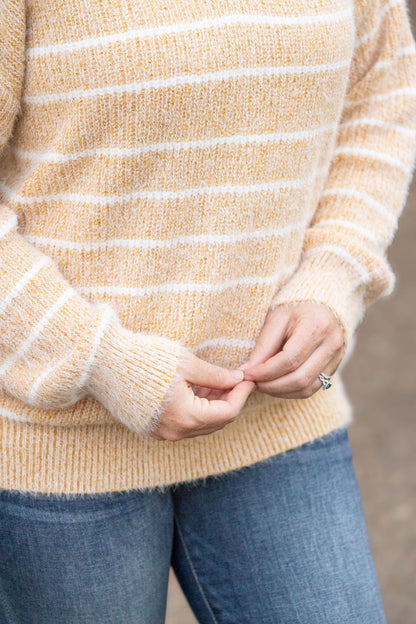 Cozy Striped Sweater - Mustard