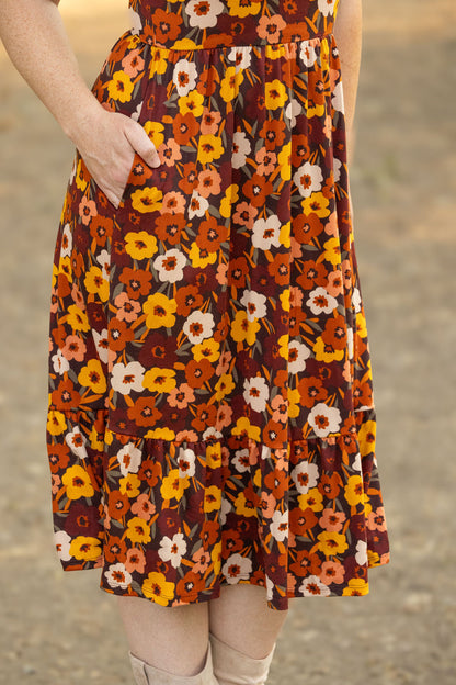 Bailey Dress - Brown Fall Floral