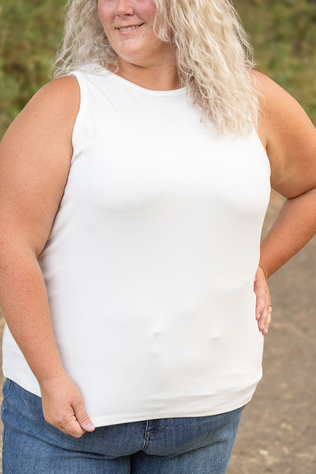 Tara Ribbed Tank - White | Women's Tank Top