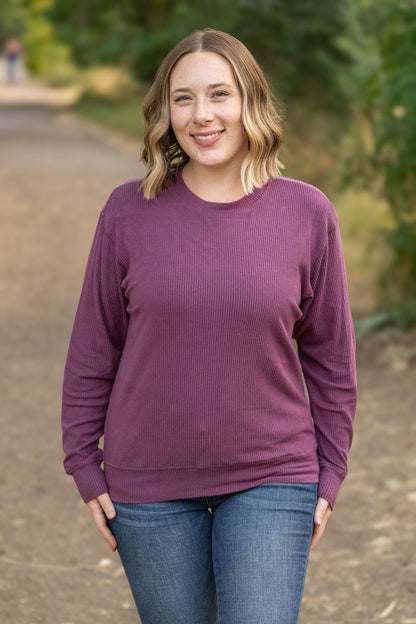 Corrine Ribbed Pullover Top - Plum