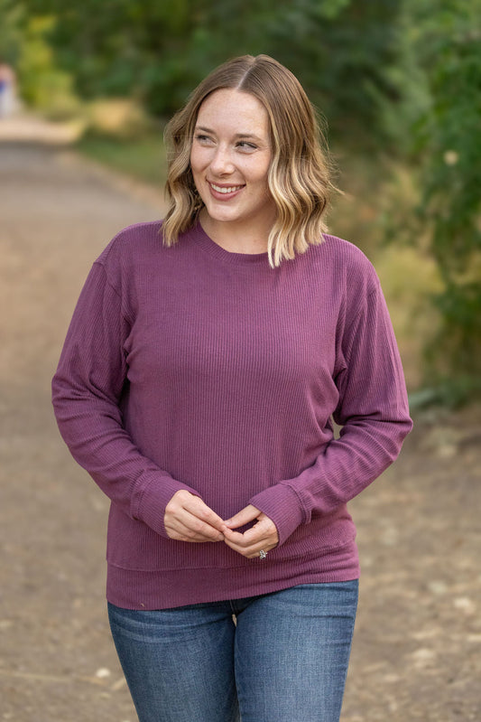 Corrine Ribbed Pullover Top - Plum