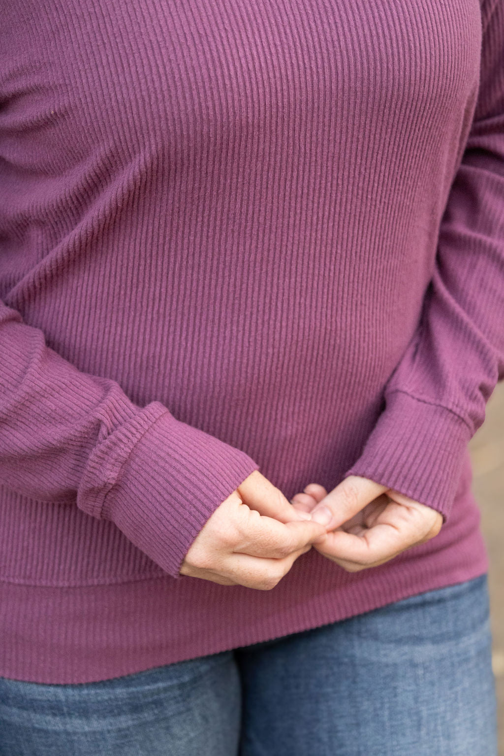 Corrine Ribbed Pullover Top - Plum