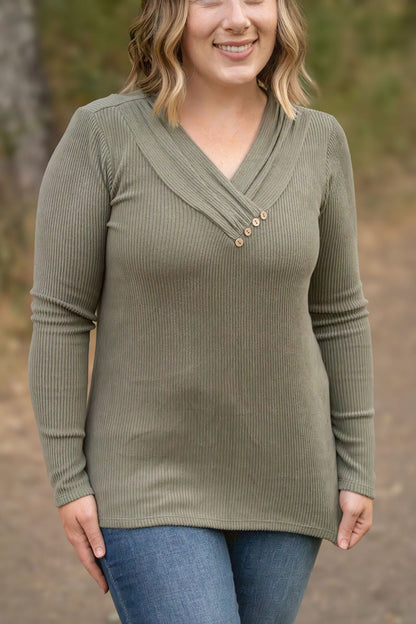 Brooklyn Button Top - Olive