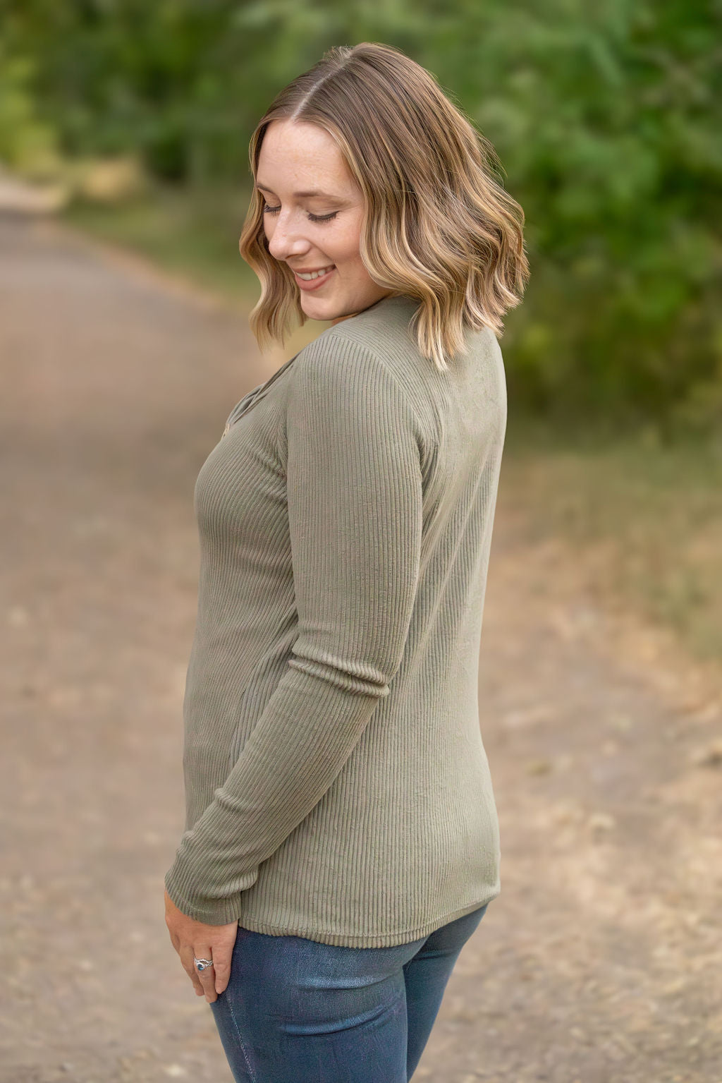 Brooklyn Button Top - Olive