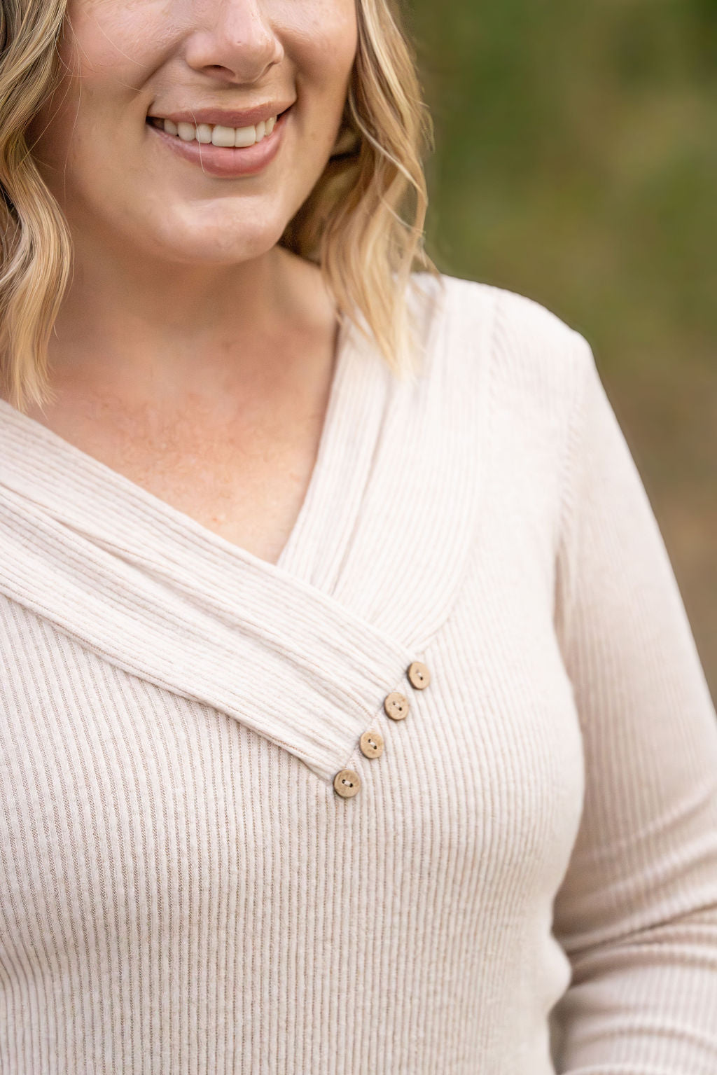 Brooklyn Button Top - Oatmeal