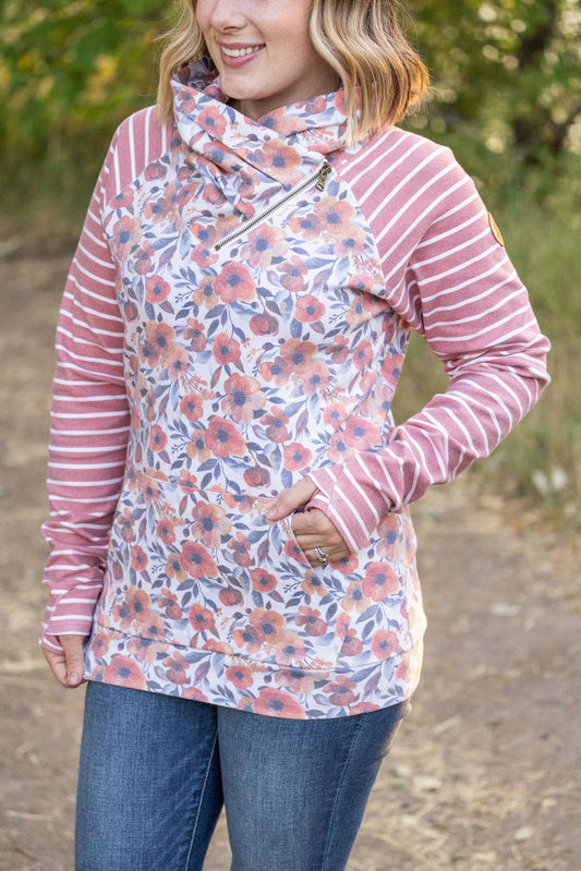 IN STOCK Zoey ZipCowl - Fall Floral and Stripes