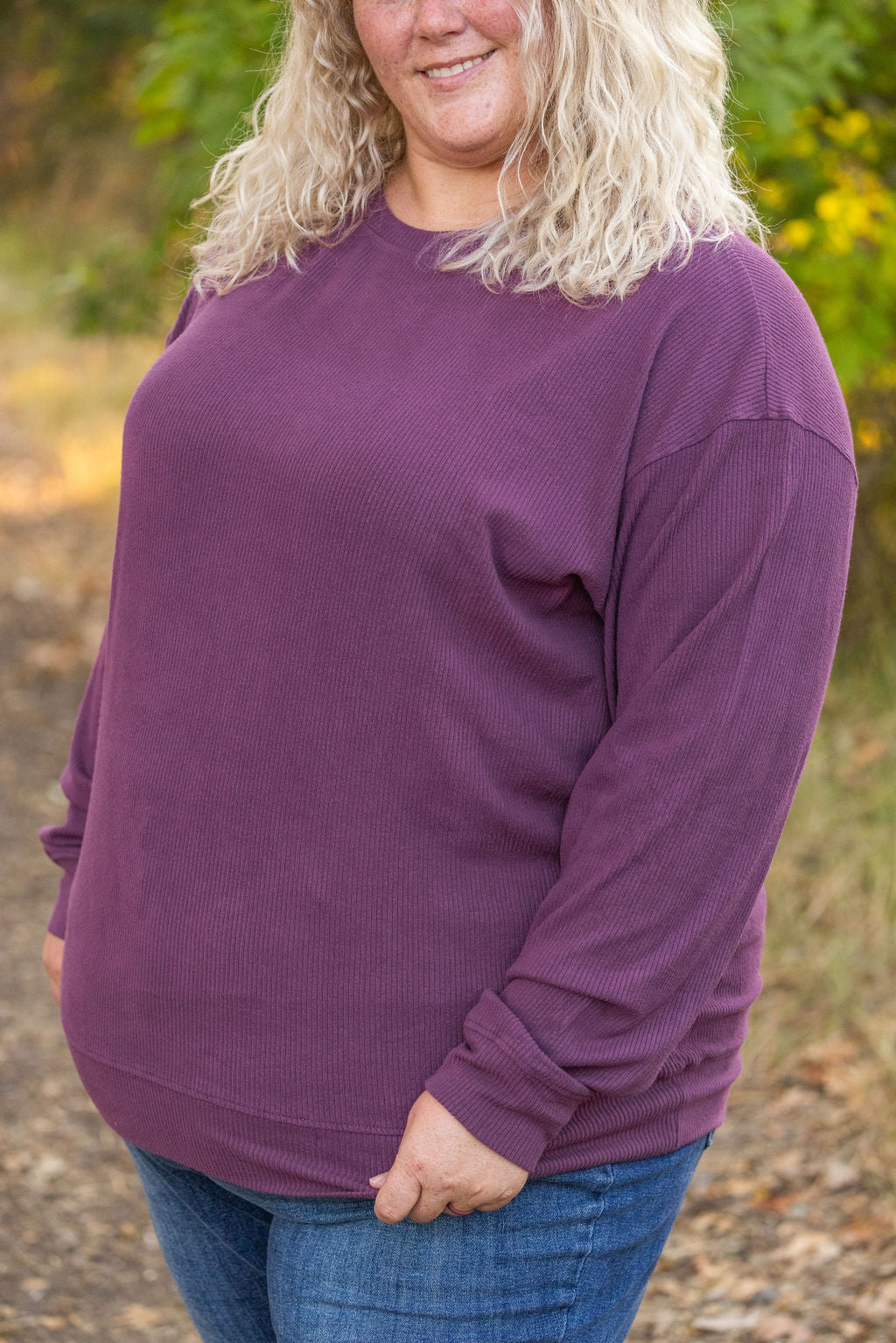 Corrine Ribbed Pullover Top - Plum