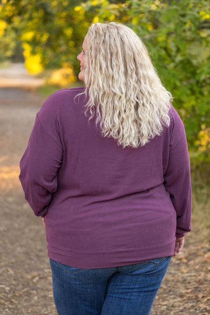 Corrine Ribbed Pullover Top - Plum