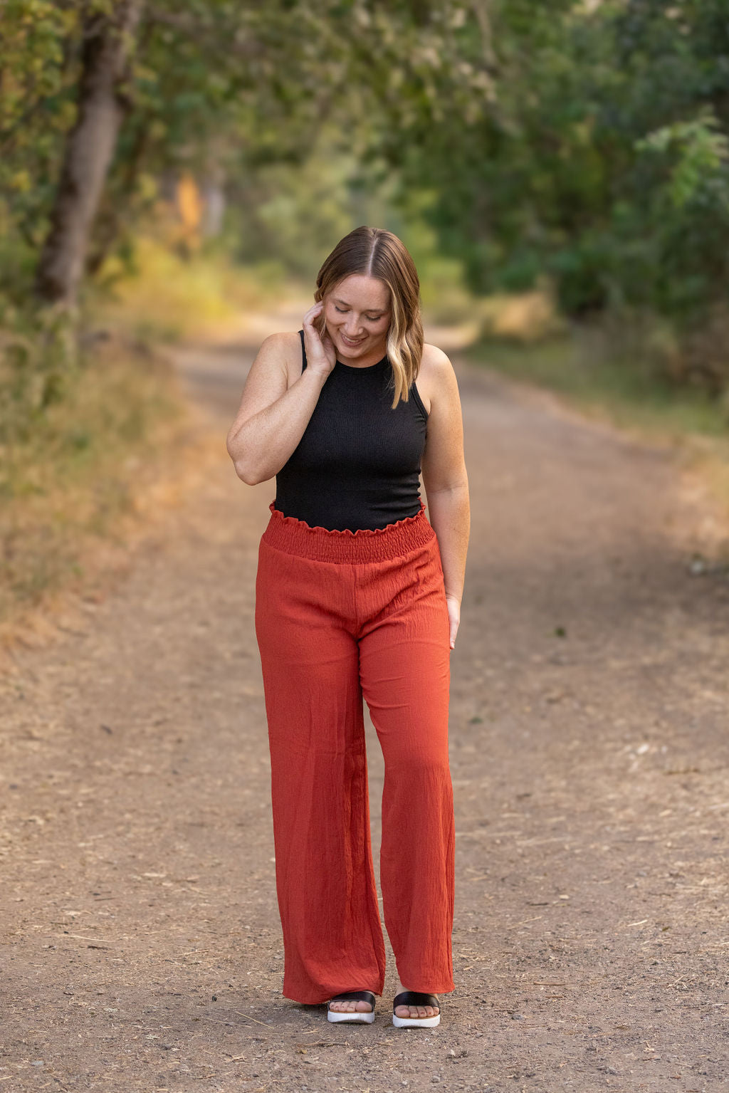 Presley Palazzo Pants - Brick | Women's Wide-Leg Pants