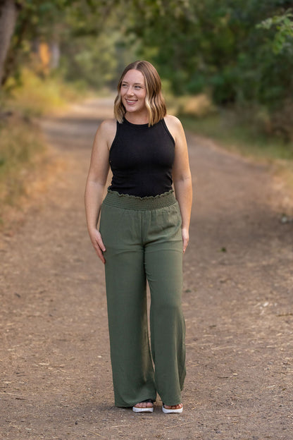 Presley Palazzo Pants - Olive | Women's Wide-Leg Pants