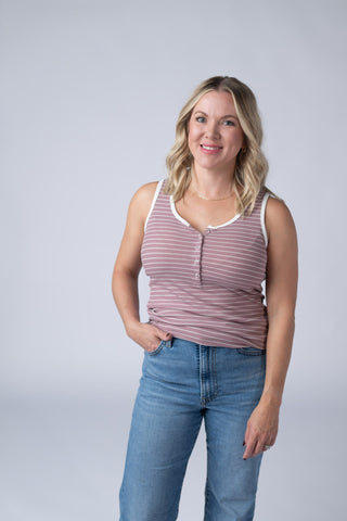 IN STOCK Shiloh Button Snap Tank - Dusty Rose FINAL SALE