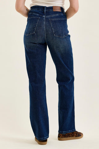 Linda High Waist Classic Straight Jean in Dark Midnight Blue