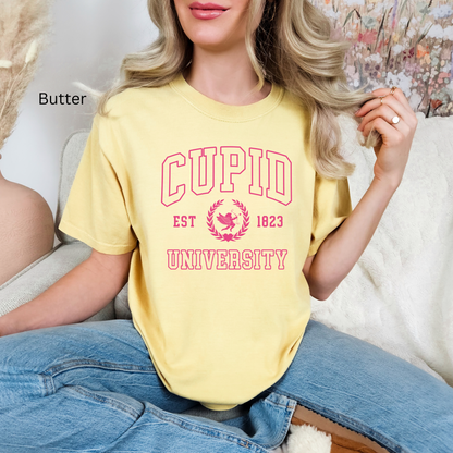 Cupid University Dark Pink lettering  Tee