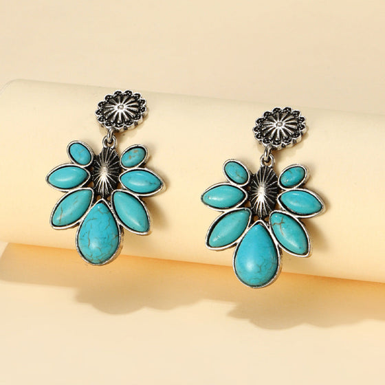 Boho Turquoise Flower Drop Earrings