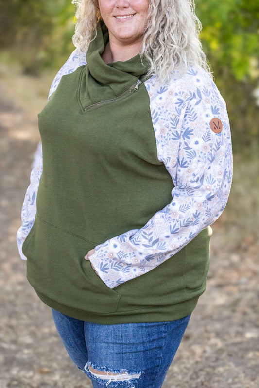 Zoey ZipCowl - Olive and Boho Floral