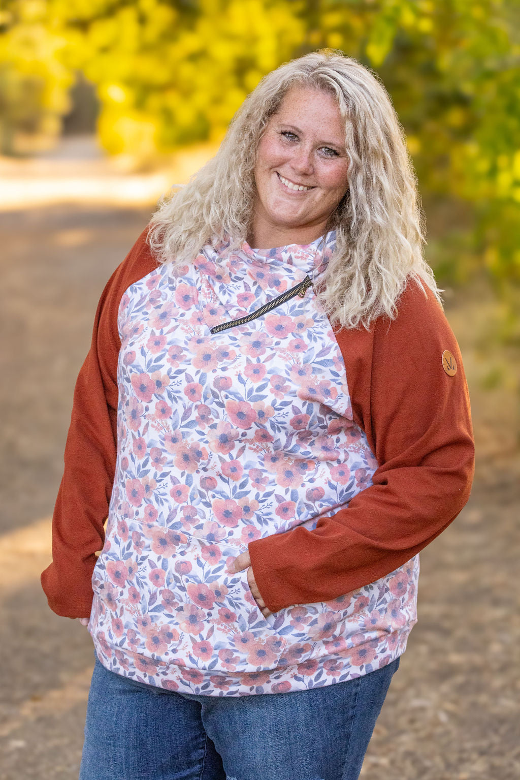 IN STOCK Zoey ZipCowl - Fall Floral and Rust