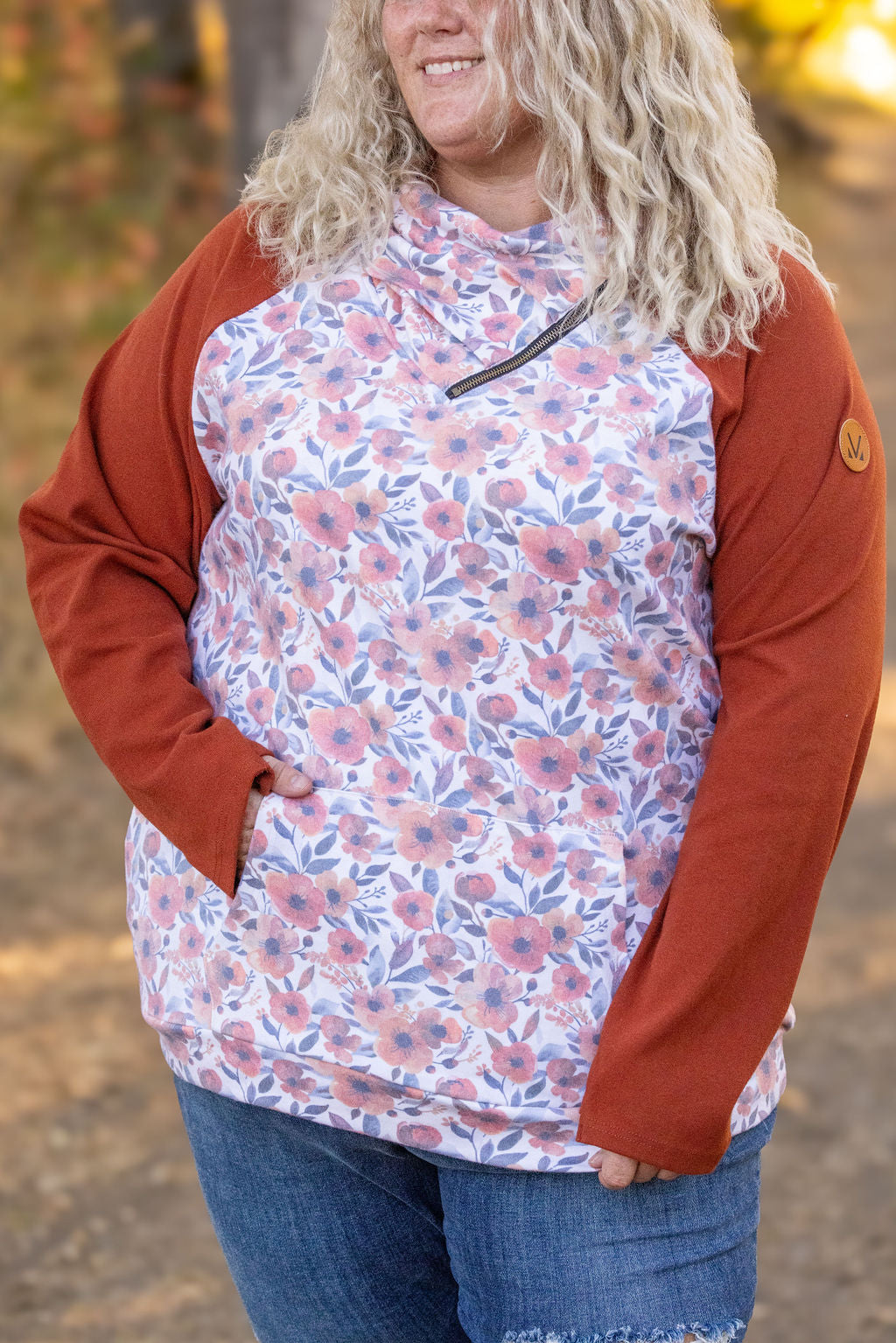 IN STOCK Zoey ZipCowl - Fall Floral and Rust