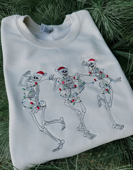 Dancing Skeletons Sand Color Lightweight Crew